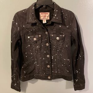 True Religion Black and White Splatter Jean Jacket